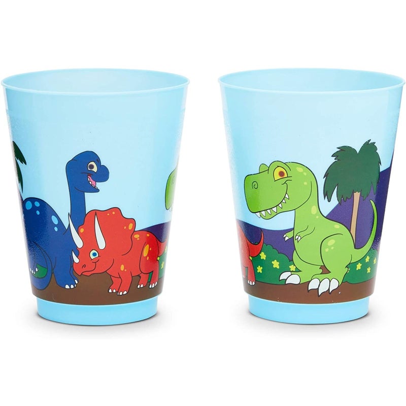 BLUE PANDA 16 Pack Plastic Dinosaur Cups for Kids, Cartoon Dino Party Favors for Birthday Party Supplies and Dinosaur Birthday Decorations (16 O) - Image 3
